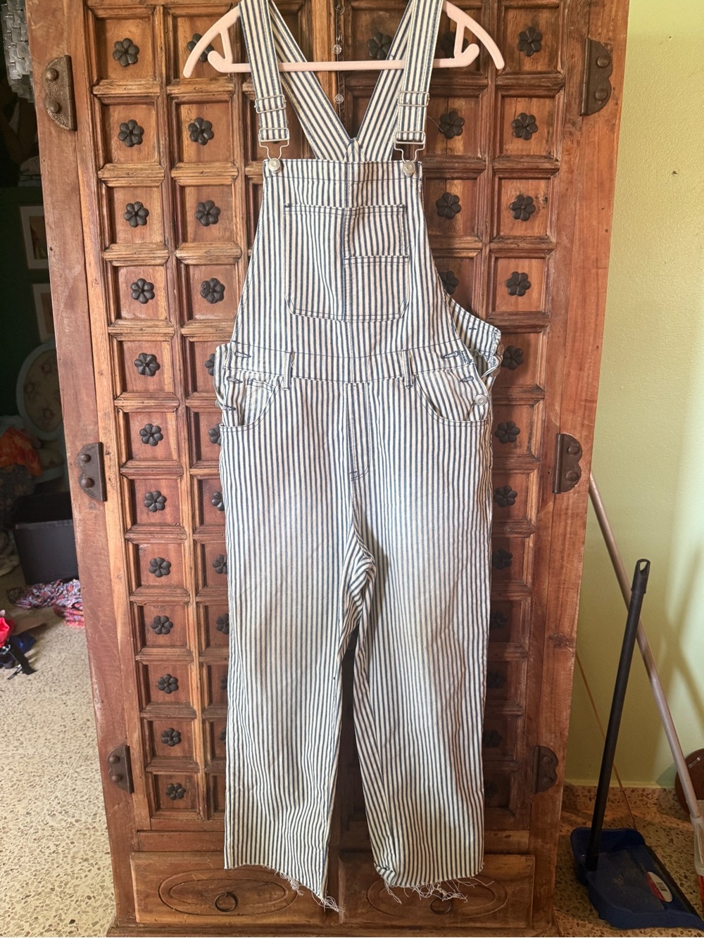 Kensie Striped Overalls - Blue & White
